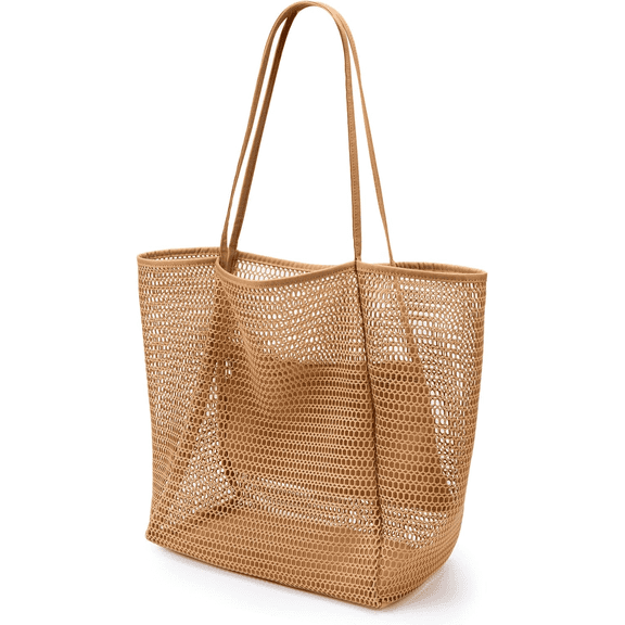 ZHUYING BeachNylon Mesh Tote Bag, Casual Tote Bag Hobo Women Foldable MAX 23L Shoulder Bag For Beach Picnic Vacation