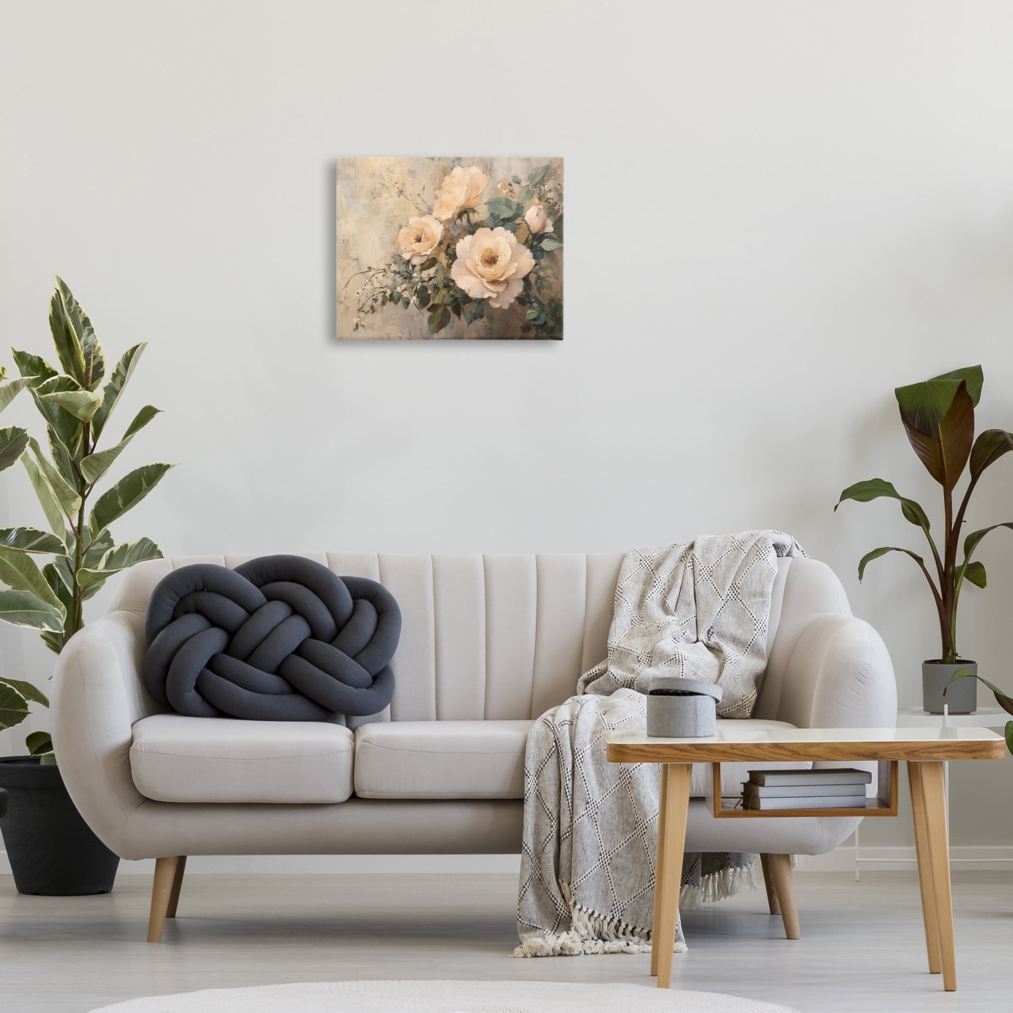 Stupell Industries Blush Roses Blooming Plants & Flowers Painting Wrapped Canvas Art Print Wall Art, 20 x 16