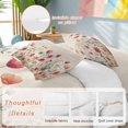 thumbnail image 3 of Pink Orange Teal Spring Floral Duvet Cover Set,Watercolor Botanical Summer Flowers Soft Duvet Cover Twin Size Bedding Set 4Pcs,1 Quiltcover and 2 Pillowcases with Zipper,1 Bed Sheet for All Seasons, 3 of 9
