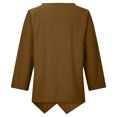 thumbnail image 5 of Womens Long Sleeve Linen Tunic Tops Crewneck Loose Fit Casual Fall T Shirts Blouses Solid Color Irregular Shirts Tops, 5 of 7