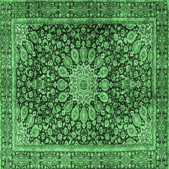Ahgly Company Indoor Square Persian Emerald Green Traditional Area Rugs, 5' Square