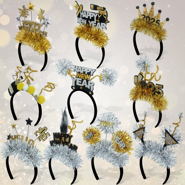 Diadema de Año Nuevo Mega-L, 10 unidades, fiesta de feliz año nuevo 2025