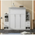 thumbnail image 2 of Murphy Bed Queen with LED Lights, Wall Bed with Shelves and Drawers, Wood Bed Frame with Storage, 750LBS Weight Capacity, White, 2 of 9