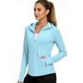thumbnail image 2 of Maqroz UPF 50 Long Sleeve Women Sun Protection Quarter Zip Hoodie Raglan Flattering Stretchy Tops Hiking Sports Moisture-Wicking Shirts with Thumbholes, 2 of 7