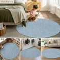 thumbnail image 6 of Sky Blue 7ft Round Rug, Farmhouse Burlap Solid Blue Color Modern Linen Texture Non-Skid Rubber Backing Large Area Rugs - Living Room Bedroom Home Office, Indoor Floor Mat Carpets Washable Rug, 6 of 9