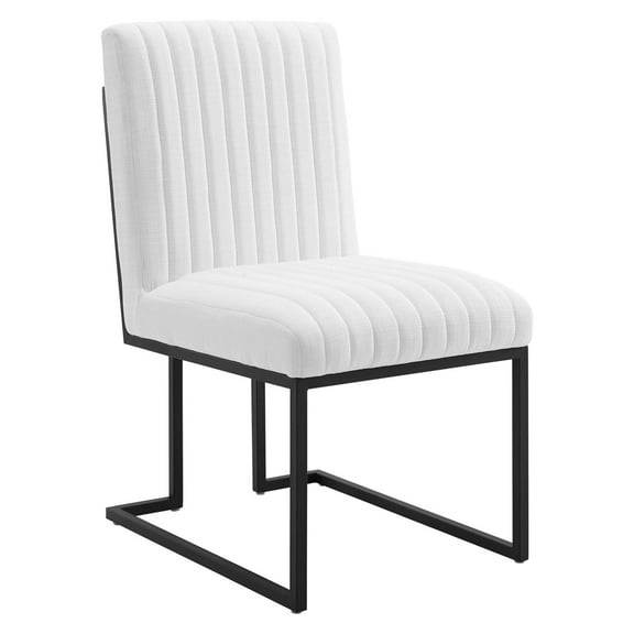Modway Indulge 18.5" Modern Fabric Dining Chair in White/Matte Black