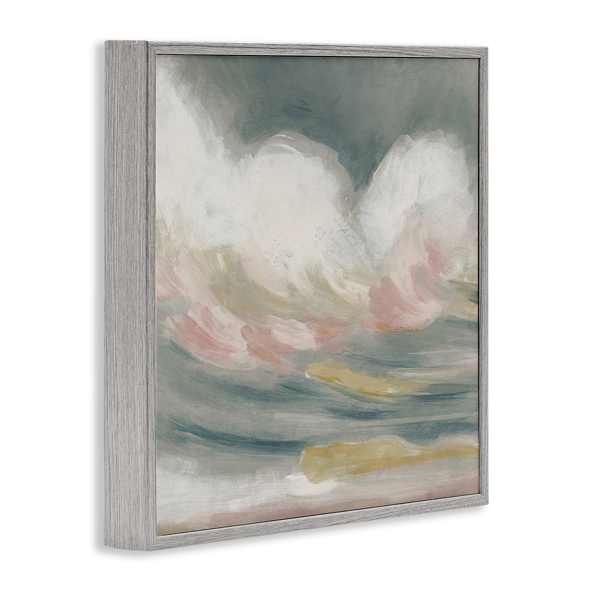 Stupell Industries Stormy Rolling Waves Landscape Painting Gray Framed Art Print Wall Art, 17 x 17