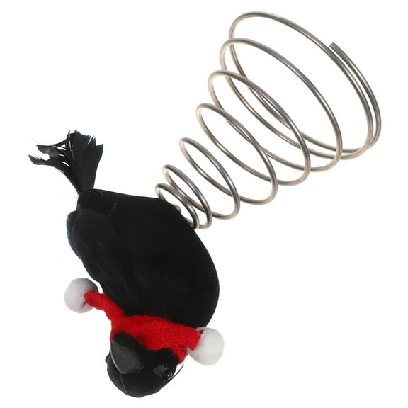 SKISUNO Festive Crow Tree Topper with Cozy Red Scarf for Christmas Holiday and Seasonal Home Decoration