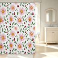 thumbnail image 2 of Erosebridal Romantic Flower Shower Curtain 72Wx72L,Watercolor Bug Ladybug Bathroom Curtain,White Pink, 2 of 5