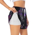thumbnail image 1 of Balery Purple-Eyed Floral Leopard Pantalones cortos deportivos para mujer con forro y dos bolsillos, elásticos, para entrenamiento, gimnasio, yoga-Medium, 1 of 7