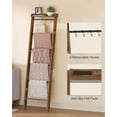 thumbnail image 4 of Blanket Ladder Shelf, Decorative Quilt Rack, 7-Tier Farmhouse Ladder Holder Organizer with 4 Removable Hooks, Rustic Brown BR36801B, 4 of 8