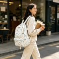 thumbnail image 3 of 2026 New Floral Canvas Backpack Women Backpack Purse Print Casual Women's Backpack Fashion Rucksack Shoulder Bags Casual Travel Daypack Back to School Backpack(Blue), 3 of 4