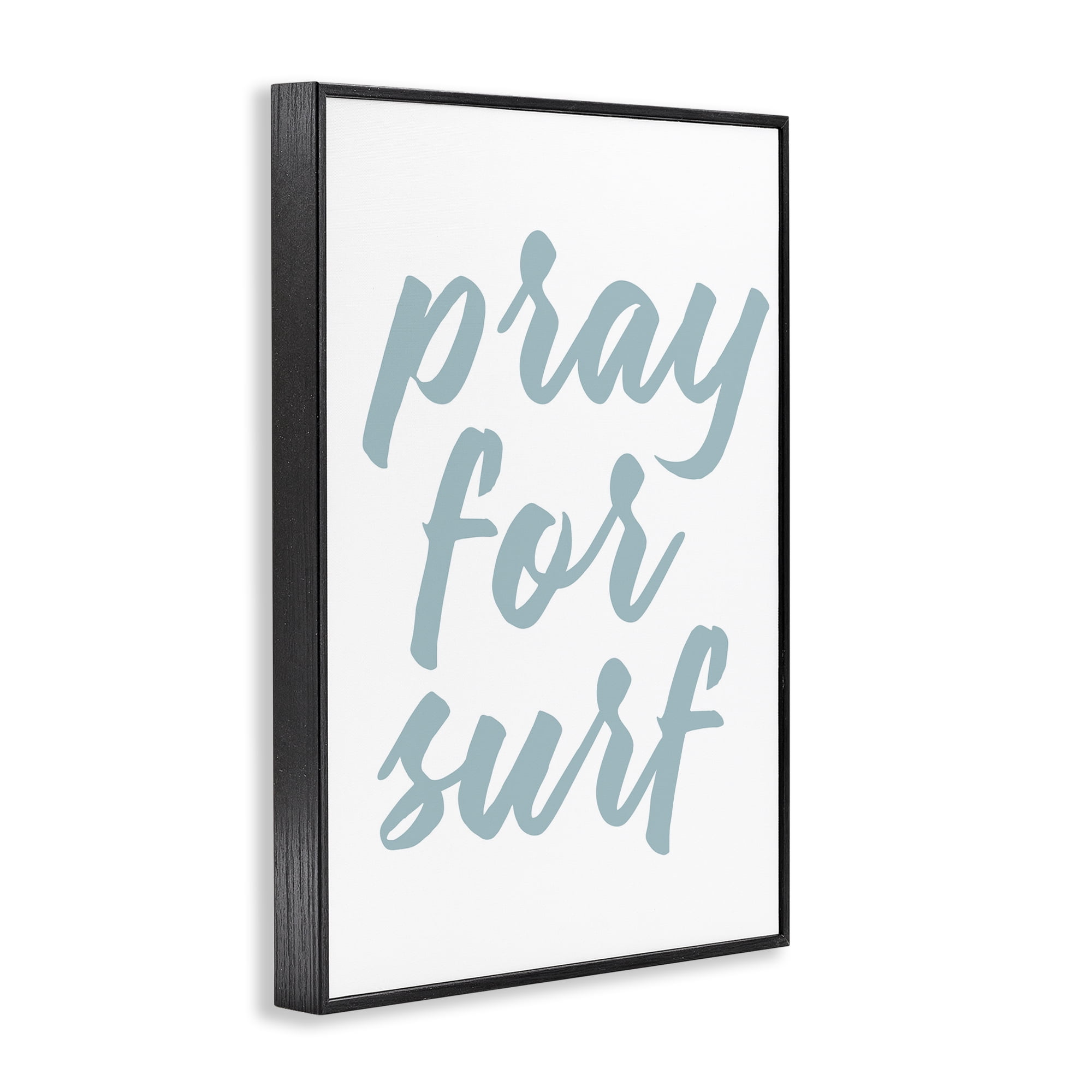 Stupell Industries Pray For Surf Typography Painting Black Framed Art Print Wall Art, 12 x 18