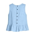 thumbnail image 6 of WAYUTE Womens Tank Tops Ruffle Hem Crew Neck Sleeveless Solid Color Tank Blouse Soft Breathable Summer Beach Vest Shirts,Blue,S, 6 of 6