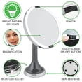 thumbnail image 3 of mDesign Modern Motion Sensor LED Lighted Makeup Bathroom Vanity Mirror, Large 8" Round, 3X Magnification, Hands-Free, Rechargeable and Cordless - Gray/Chrome, 3 of 8