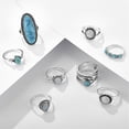 thumbnail image 1 of Dsscvnef Minimalist Black Ring Combination 8 Piece Flower Rings, 1 of 7