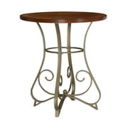 Powell Hamilton Round Pub Table, Matte Pewter and Bronze