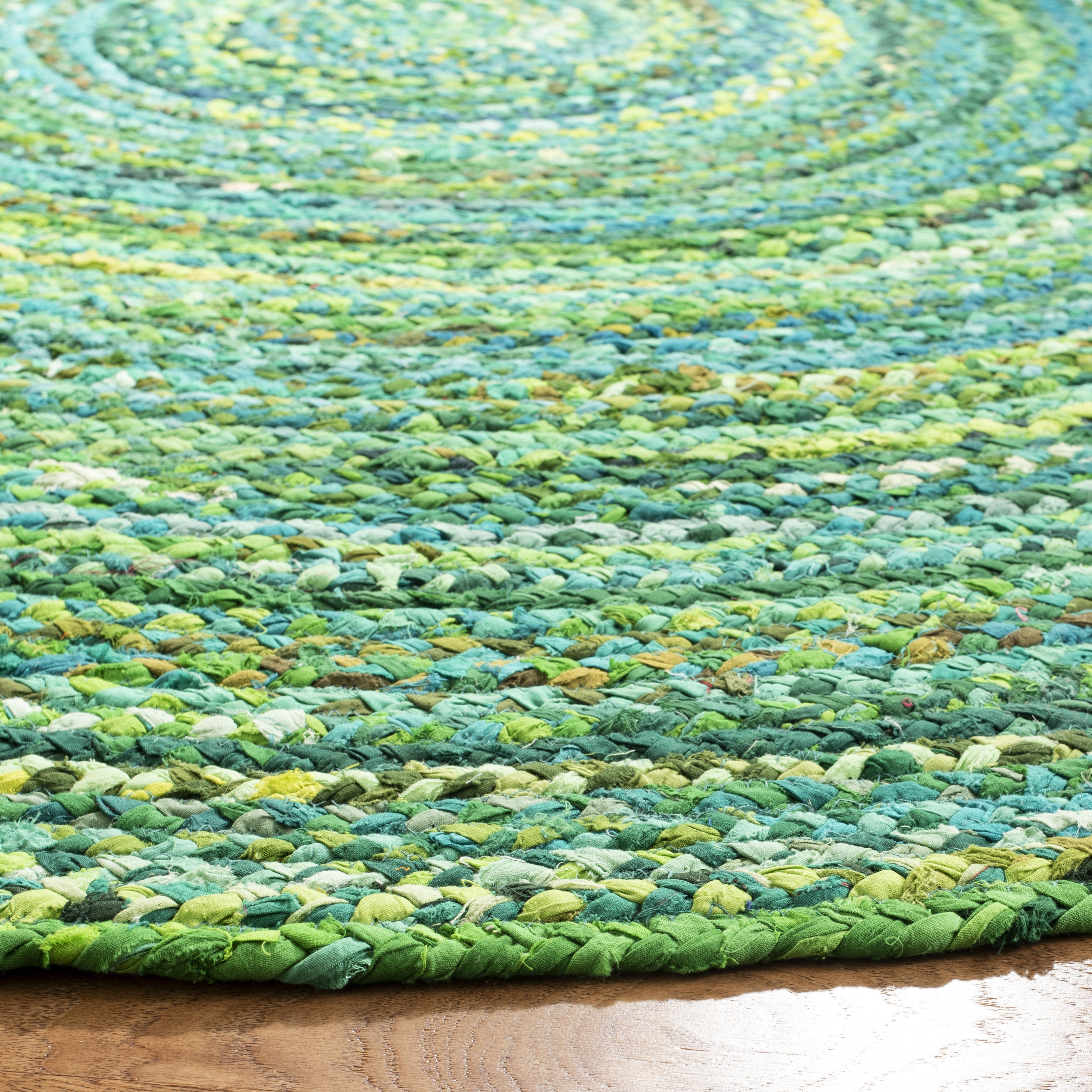 SAFAVIEH Braided Calvin Transitional Cotton Reversible Area Rug, Green, 7' x 7' Round