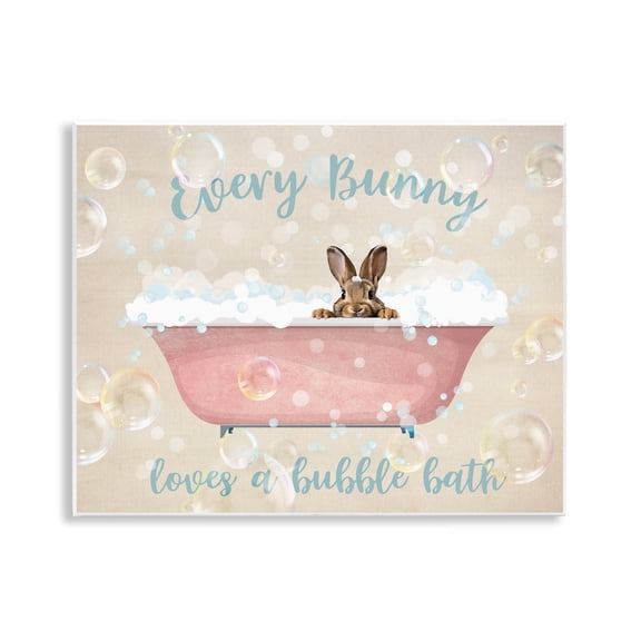 Stupell Industries Every Bunny Loves Baths Quotes and Sayings Painting Unframed Art Print Wall Art, 14 x 11