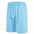 thumbnail image 5 of USNSM Mens Casual 7" Shorts Summer Solid Color Jacquard Drawstring Elastic Waist Beach Sweat Shorts Texture with Pockets Blue XXXL, 5 of 6