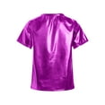 thumbnail image 2 of Aislor Kids Girls Shiny Crop Tops Short Sleeves Shirts Hip Hop Modern Jazz Dancewear Purple 130, 2 of 6