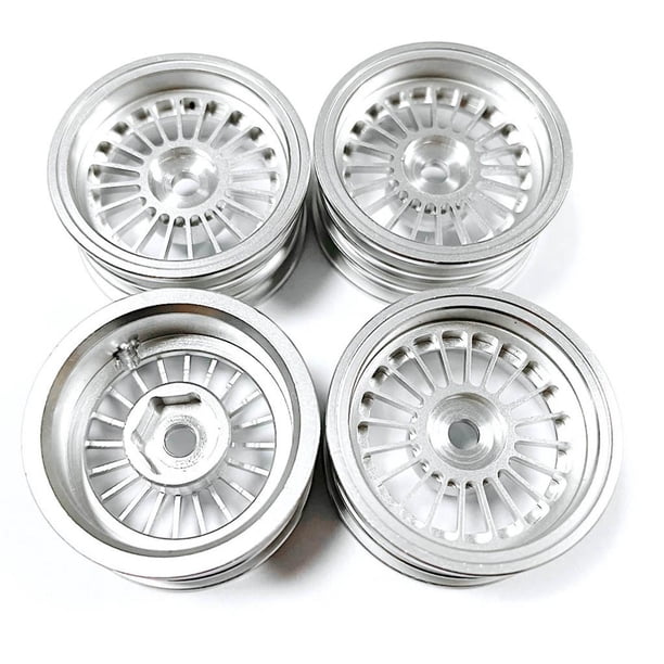 Llantas de Metal Bewildely RCGOFOLLOW de aleación de aluminio a prueba de golpes 1/24 Rc Axial SCX24 Plata