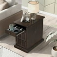thumbnail image 1 of Vintage End Table Nightstand with USB Ports & Cup Holders, Classic Side Table Coffee Desk Storage Cabinet with Hidden Pull-out Tray for Living Room, 14.00"Lx24.30"Wx23.00''H, Antique Espresso, 1 of 7
