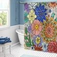 thumbnail image 3 of Boho Floral Shower Curtain Colorful Mandala Flower Blossom Bath Curtain with Hooks Modern Farmhouse Country Shower Curtain for Bathroom Waterproof Fabric Home Decor 72Wx72L, 3 of 6