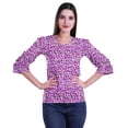 thumbnail image 1 of Moomaya T-Shirt Court à Manches à Volants en Coton Imprimé pour Femmes Grande Taille, 1 of 4