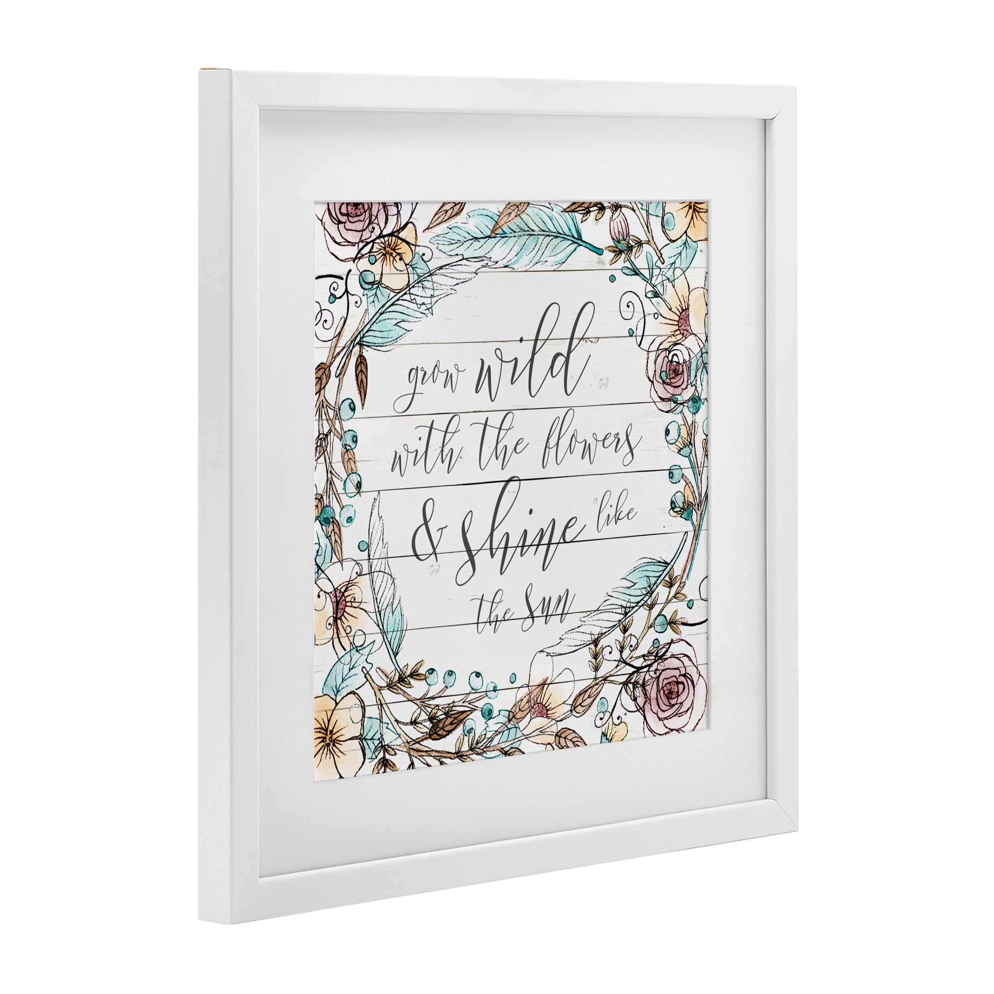 Stupell Industries Grow Wild With Flowers White Framed Print Under Glass, design by SD Graphics Studio