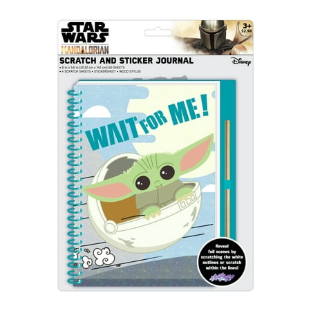 Star Wars Mandalorian Scratch and Sticker Christmas Journal, 5.5-Inches Wide by 8-Inches High