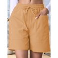 thumbnail image 6 of Omen Casual Shorts Drawstring Comfy Elastic Waist Shorts Summer Pull on Short with Pockets Turmeric XL, 6 of 7