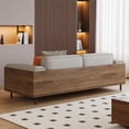 thumbnail image 3 of NessCarsti 64.56" Mid-Century Modern 2-Seater Fabric Sofa Couch with Sturdy Solid Wood Frame & High-Density Rebound Foam, Upholstered Futon-Style Furniture for Living Room, Apartment, Office, Gray, 3 of 6