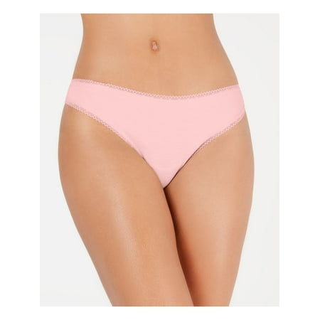 

CHARTER CLUB Intimates Pink Lace Trim Solid Everyday Thong Size: XL