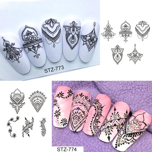 facefd Collier de Fleurs Autocollant Ongles Tatouages Art Ongles Collier Décalcomanie Ongles Accessoires Manucure Enveloppe Cœur DIY Décalcomanies