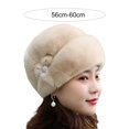 thumbnail image 6 of Skymirror Winter Ladies Hat Elastic Fit Plush Imitation Mink Velvet Windproof Solid Color with Floral Beret Women Supplies, 6 of 8