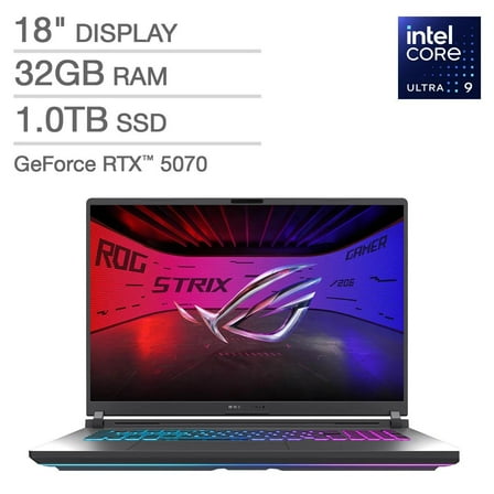 ASUS ROG Strix G18 18" Gaming Laptop - Intel Core Ultra 9 275HX - 2.5K Display - GeForce RTX 5070 - 32GB RAM - 1TB SSD - Windows 11