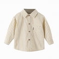 thumbnail image 2 of Ccpelsie Boys Button Down Shirt Long Sleeve Oxford Dress Shirt Solid Color for Uniform and Family Celebrations(Beige,5-6 Years), 2 of 4