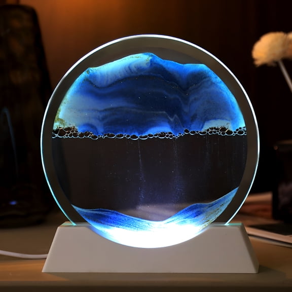 HIBIBUD 2026 New 12In Moving Sand Art Liquid Motion with Light Moving Sand Art Picture Round Glass Deep Sea Sand Art Sandscapes for Adult Relaxing Toys Desktop Home Office