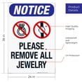 thumbnail image 3 of Please Remove All Jewelry Sign, OSHA Sign, 24x36 Corrugated Plastic, 3 of 7