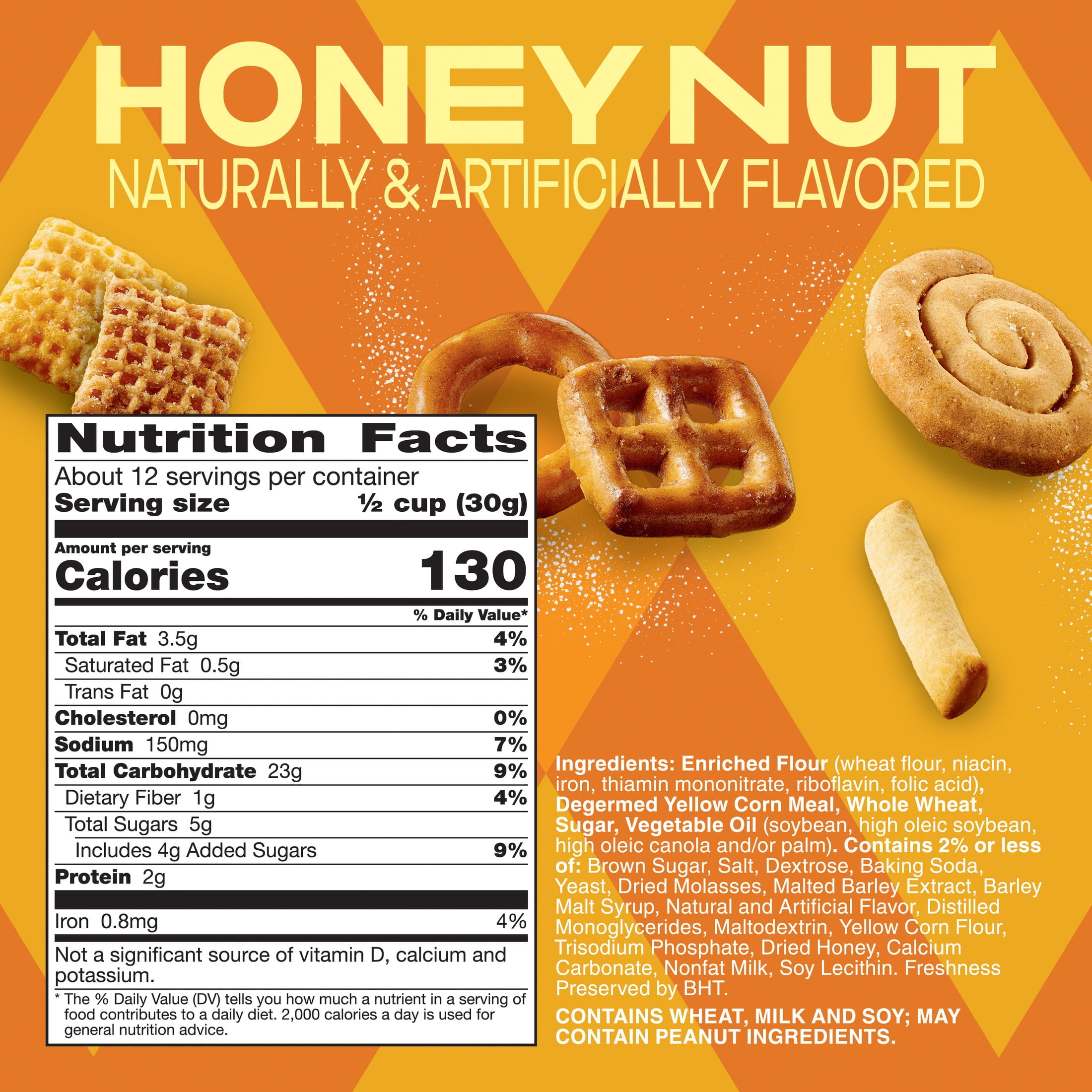 Chex Mix Honey Nut Snack Mix, Sweet and Salty Snack Bag, Family Size, 13.5 oz