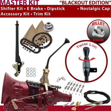 American Shifter C6 Shifter Kit Black 10 in. E Brake Cable Clamp Clevis Trim Kit Dipstick for EED5C