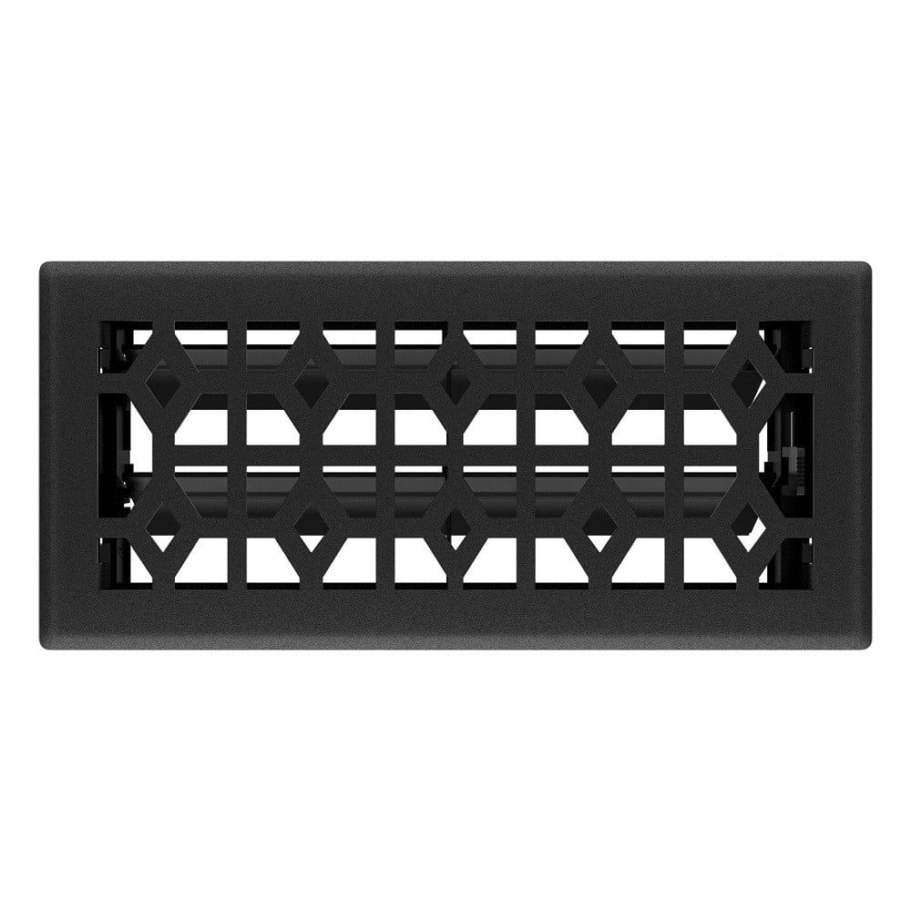 Imperial RG3466 Black Iron Templar Design Louvered Floor Register - 4inch x 10inch Duct Opening