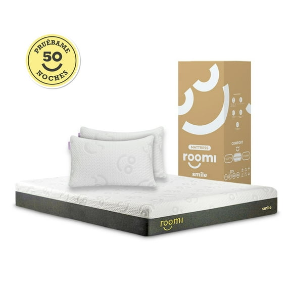 Colchón Queen Size ROOMI Smile con 2 Almohadas de Memory Foam