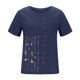 thumbnail image 4 of Mujeres manga corta casual cuello redondo impreso botón suelto túnica camisa blusa tops Pompotops  hkajfhjk470098, 4 of 5
