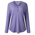 thumbnail image 5 of Lindreshi Sweatshirts for Women Fashion Women Casual Buttoned V-Neck Long-Sleeved Blouse, 5 of 5