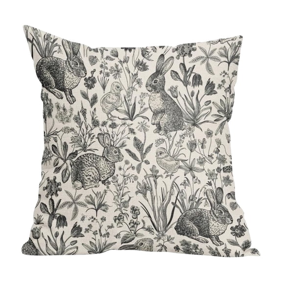 Bunny Flower Pillow Covers 18x18 Inch Easter Pillow Cases, Farmhouse Holiday Home Decor for Sofa Couch Outdoor