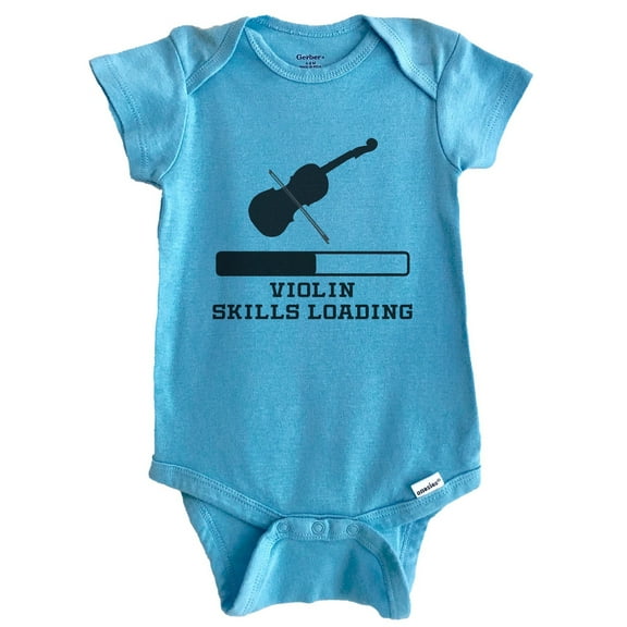 Violin Skills Loading Funny Musician Humor Baby Bodysuit (Blue), 0-3 Months