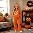 thumbnail image 2 of Gaexia Girls Halloween Hoodie and Pants Set Pumpkin Print Outfit Cozy Fall Festive Wear for Kids Back to School Tracksuit, 2 of 4