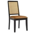 thumbnail image 3 of Vegan Leather Upholstered Faux Rattan and Wood Dining Side Chairs - Set of 2, 3 of 10